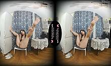 solo teen lizi vogue explores her shaved body in vr