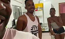 Redhead fucks three black guys!