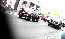 peruvian amateur shows off her ass on the street, getting all the attention