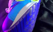 blonde teen girlfriend in nike air sneakers for foot fetish session at home