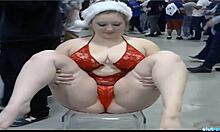 Chubby blonde teen flaunts her big fat ass on webcam. She teases with her feet too.