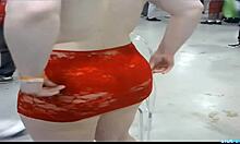 Chubby blonde teen flaunts her big fat ass on webcam. She teases with her feet too.