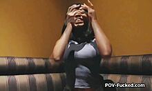 Flashing in hotel bar then riding cock in room!