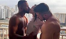 Moreno and Alemao nail skinny German chick on the balcony