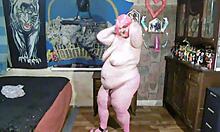 Bbw Milf Rips Clothes During Pink Strip Dance