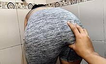 Spying On My Beautiful Step Cleaning Bathroom With Creampie Action