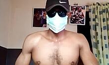 The hot Nigerian guy wanks hard, thrusts wildly, and flaunts his tight ass while alone at home.