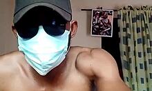 The hot Nigerian guy wanks hard, thrusts wildly, and flaunts his tight ass while alone at home.