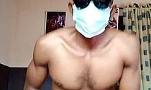 The hot Nigerian guy wanks hard, thrusts wildly, and flaunts his tight ass while alone at home.