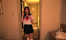 amateur asian cutie gives blowjob in homemade video, getting fucked hard. her small tits bounce with every thrust in this horny scene.