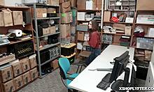 Tattooed Teen Bent Over for Hard Doggystyle Pussy Ramming From Behind at Work.