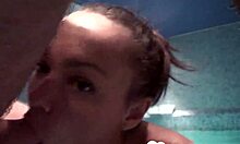 Girlfriend delivers surprising pool blowjob