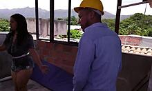 I seduce the sexy engineer on the roof