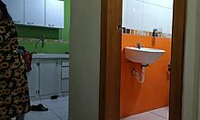 Friend Surprised By My Big Cock In Bathroom, Sucks And Cums