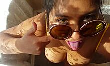 Asian student couple in homemade celebrity scene