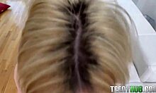 Katie Kush in glasses and lingerie for POV facial