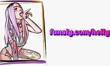 Tattooed alternative girl fucks herself with two dildos in amateur session