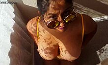 Asian student couple in homemade celebrity scene