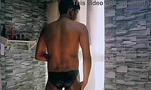black guy’s thong haul shows off massive cock!