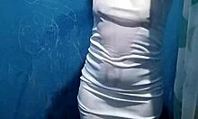 Latina milf enjoys steamy shower facial with partner