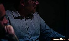 Classy teen 18+ babe in heels gets gentle missionary oral roleplay