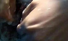 Latina milf enjoys steamy shower facial with partner