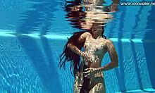 small tits latina babe andreina de luxe gets tight pussy explored underwater