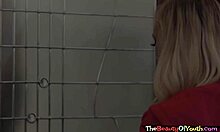 Hot petite cheerleader licks pussy