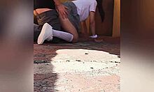 Students fucking during recess while the director talks? So risky!