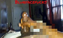 a young teen masturbates with a big black cock, leading to a massive cumshot