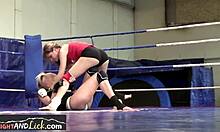 smalltits lesbos wrestle then lick pussy 😍