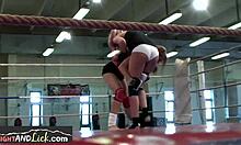 smalltits lesbos wrestle then lick pussy 😍