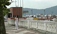 morena gata shows tits ass pussy outdoors on santos streets and pier 😍