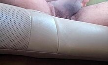 Petite Beauty Swallows Cum in Back Seat After Intense Orgasm