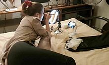 the white slut in black leather pants and satin tanga gets doggystyle deepthroat and rimming pov