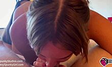 Tiny teen and milf share a monster cock in sloppy threesome