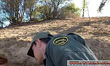 Redhead cop fucks her comrade at the border