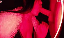 young cutie deepthroats neighbor's big cock and swallows cum