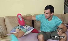 Zoey plunges into deep anal action, showcasing her big blonde ass.