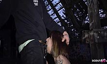 Amateur outdoor encounter with skinny teen silvia soprano and german guy