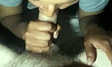 Girlfriend worships a monster cock with her mouth