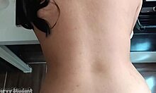 Amateur couple licks and fingers, cumshot on big tits