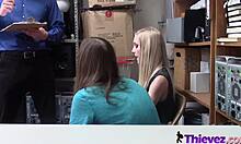 emma gets banged by officer while naughty boyfriend watches in office