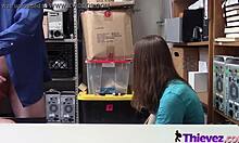 emma gets banged by officer while naughty boyfriend watches in office