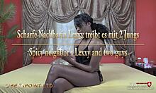 Hot Neighbor Lexxy Fucks Two Guys!