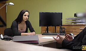 Loan4k desperate young Czech brunette satisfies loan agent in office