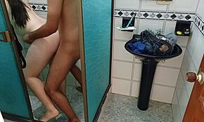 Spying on my stepdaughter in the shower, I jerk off as she strips, we fuck hard until almost caught.