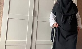 syrian girl in hijab showing off her pink holes