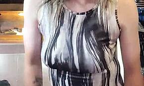 Feeling so naughty while modeling these sexy dresses as a shemale, showing off my big tits and crossdressing solo