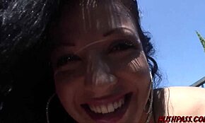 hot latina maya gates bends for poolside ass fucking